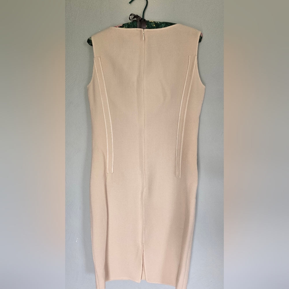 St. John Couture• Vintage Wool Elegant Cream Women's Blazer & Dress Set. Sz 4/6 - Picture 7 of 16